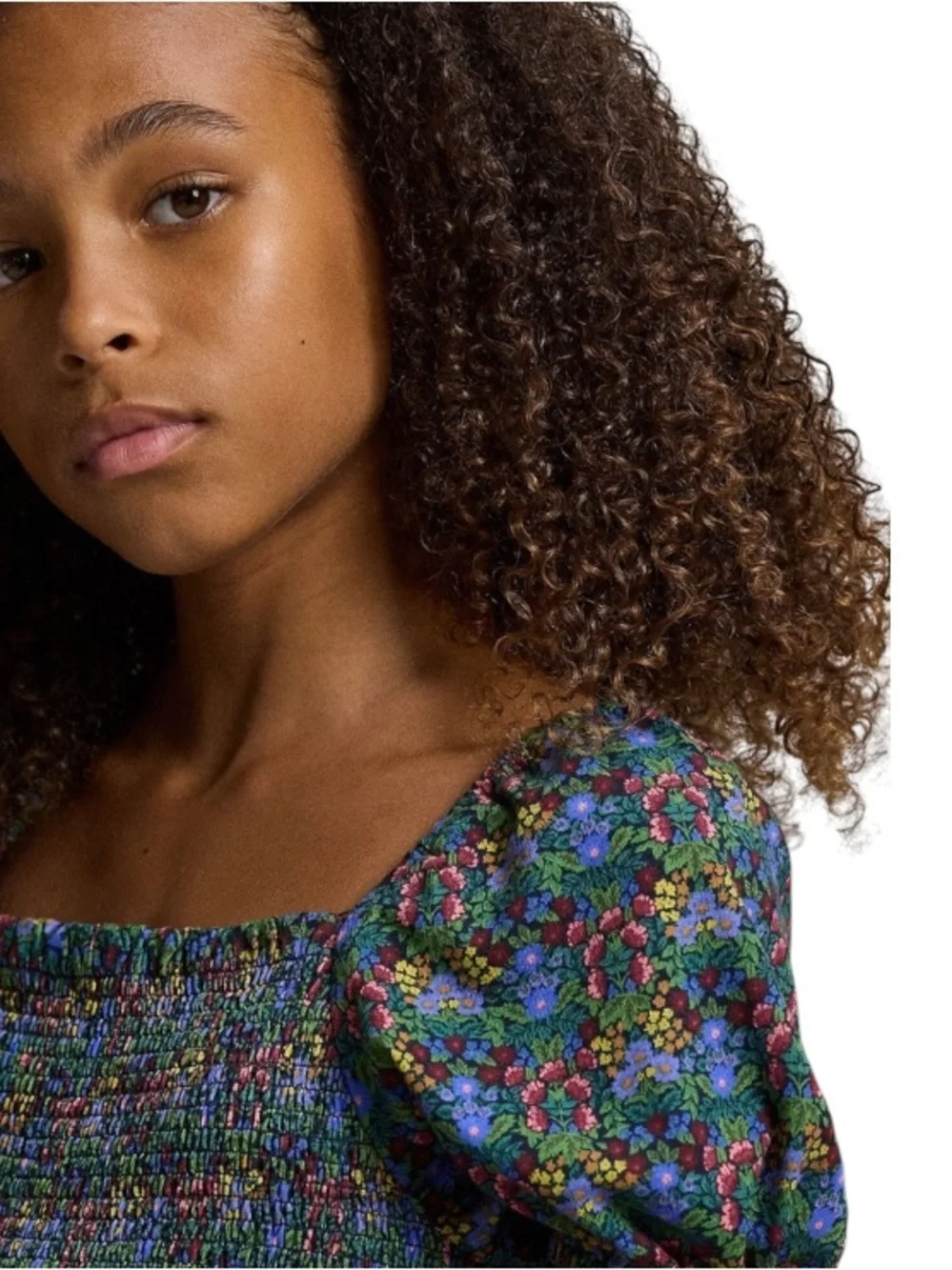 Ralph Lauren Girls Floral Smocked Cotton Jersey Dress
